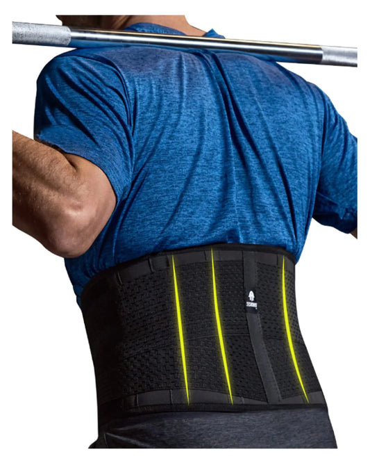 Tecnomed Back Support Belt for Men and Women - Waist Lumbar Support Lower Back Brace for Sciatica Herniated Disc Scoliosis Lower Back Pain Relief Black